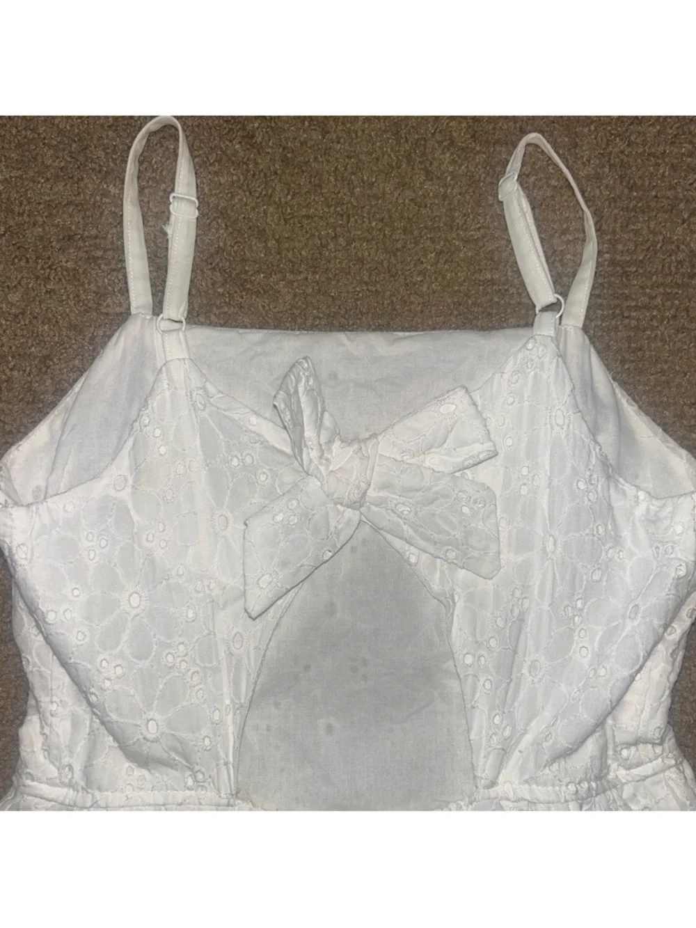 art class White Eyelet Spaghetti-Strap Sundress for Kids